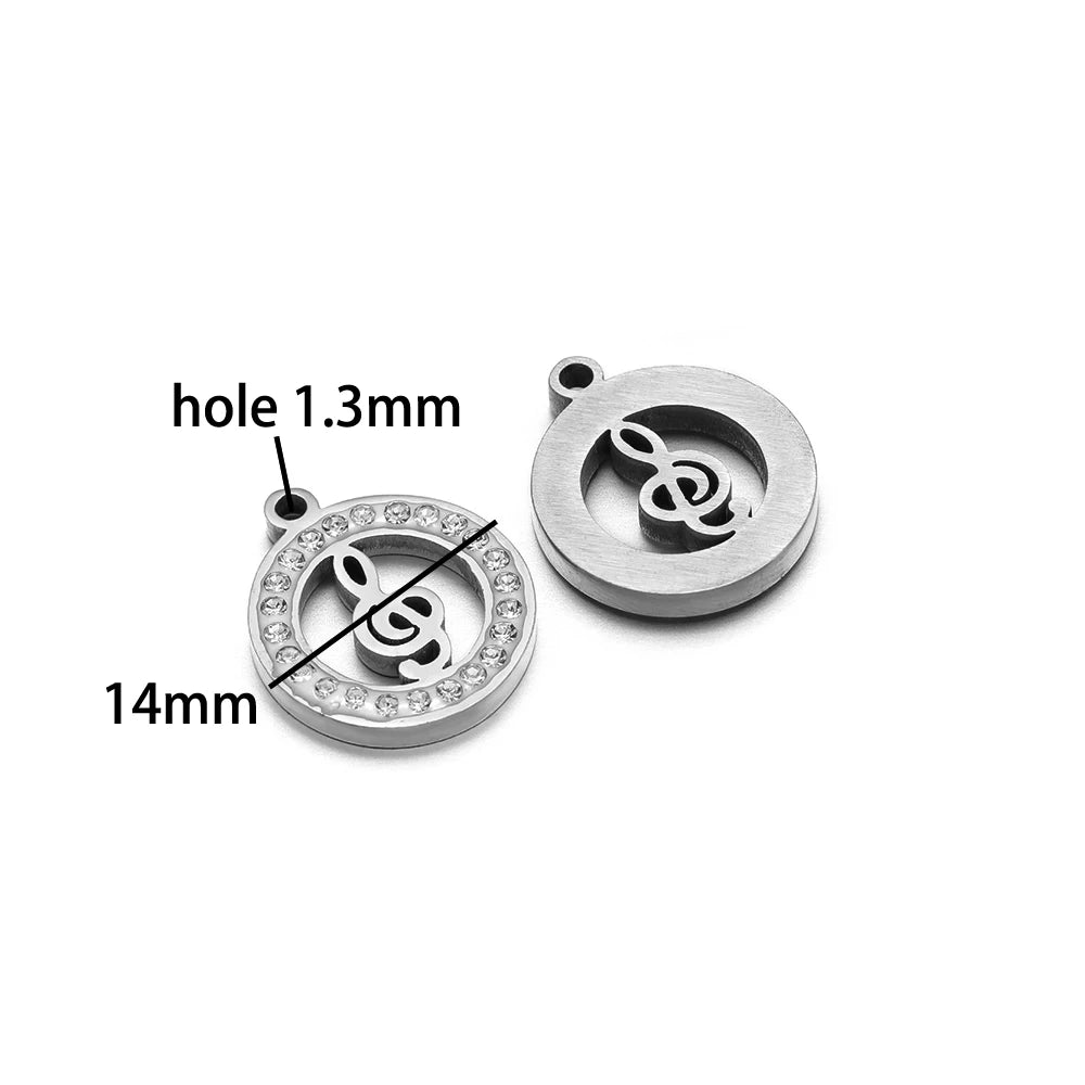 Handmade DIY Pendant 18k Gold Plated Stainless Steel Heart Star Zircon Charm Pendant for Women Jewelry Making Accessories