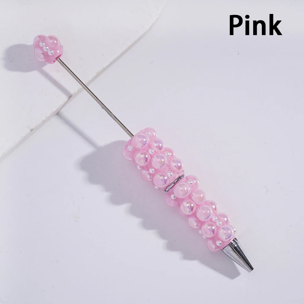 Beadable Ballpoint Pens with Half-Shell & Small White Pearls for DIY Pen Making & Gift Craft
