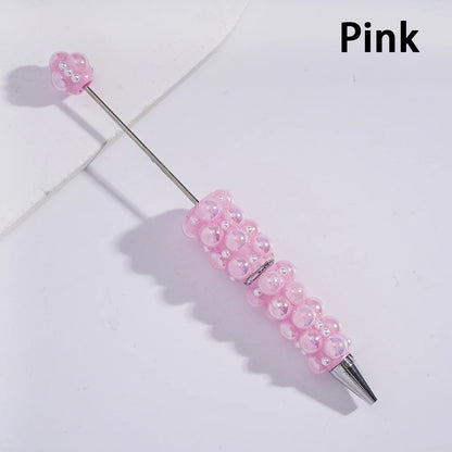 Beadable Ballpoint Pens with Half-Shell & Small White Pearls for DIY Pen Making & Gift Craft