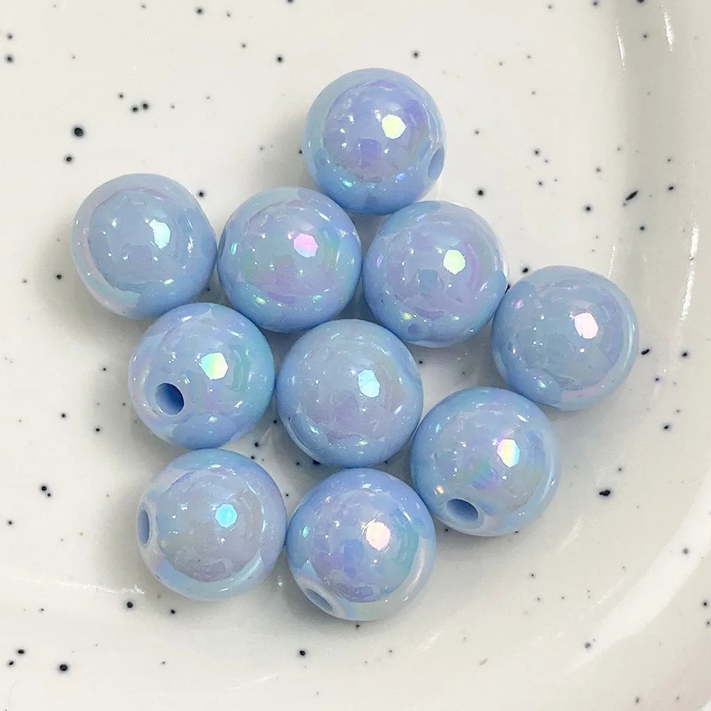 Hot Sale 500G/bag Acrylic Beads AB Plating Plastic Round Loose Beads for Mobile Phone Chain Bracelet Jewelry Making