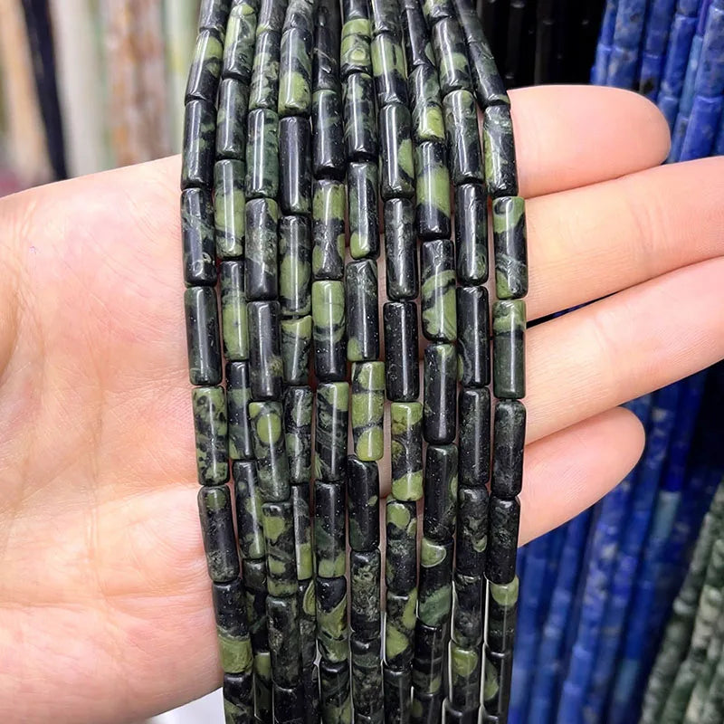 4x13mm Natural Round Tube  Stone Beads Jade Howlite Lapis Lazuli Quartz Tiger Eye Gemstone Bead for DIY Jewelry Making