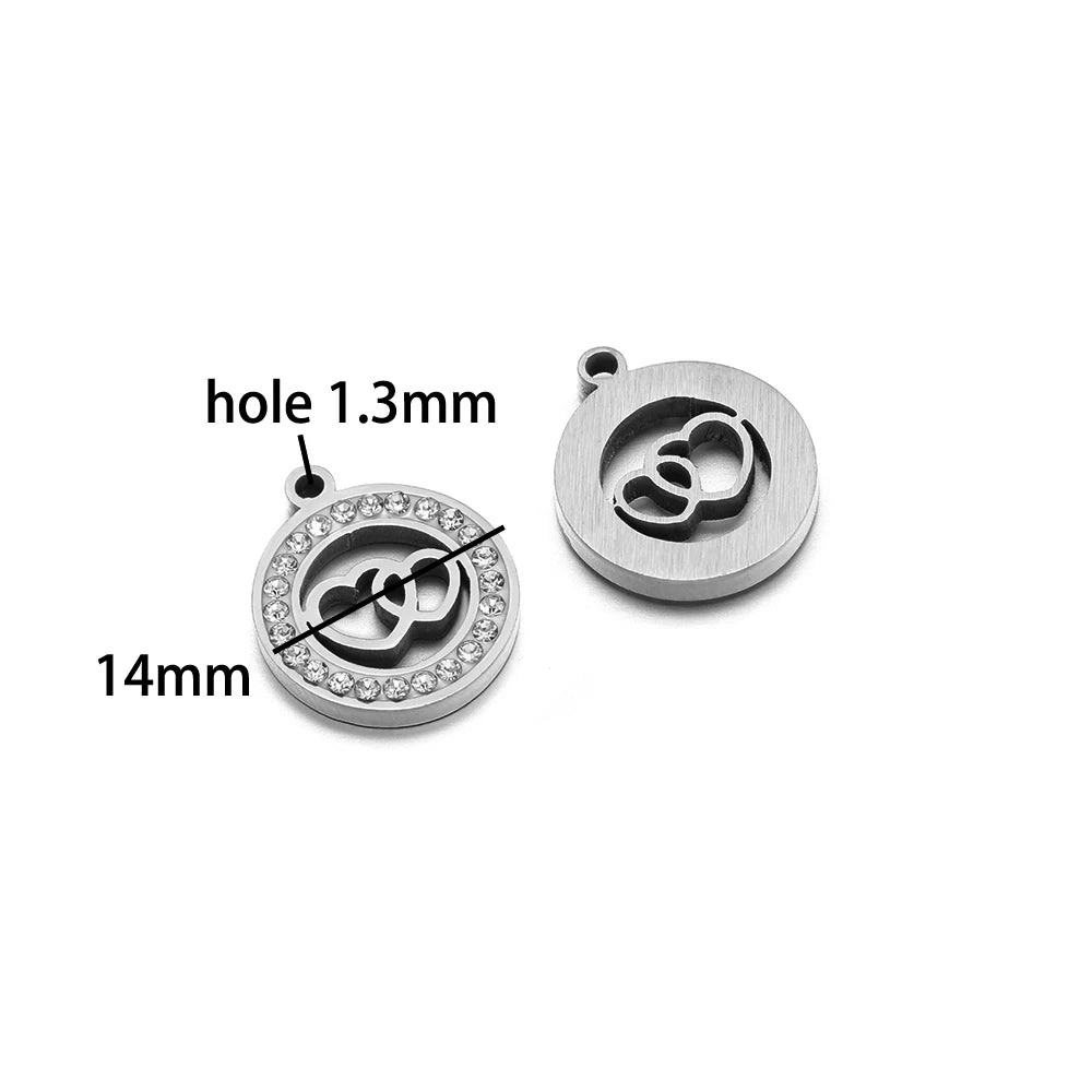 Handmade DIY Pendant 18k Gold Plated Stainless Steel Heart Star Zircon Charm Pendant for Women Jewelry Making Accessories