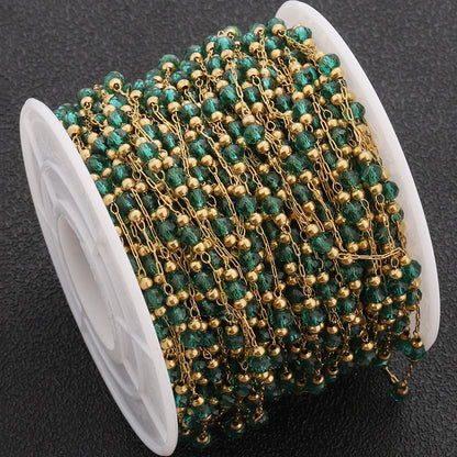 D149 Flat Rectangular Link Chain Colorful Crystal Beaded Chain for DIY Bracelet Necklace Jewelry Making