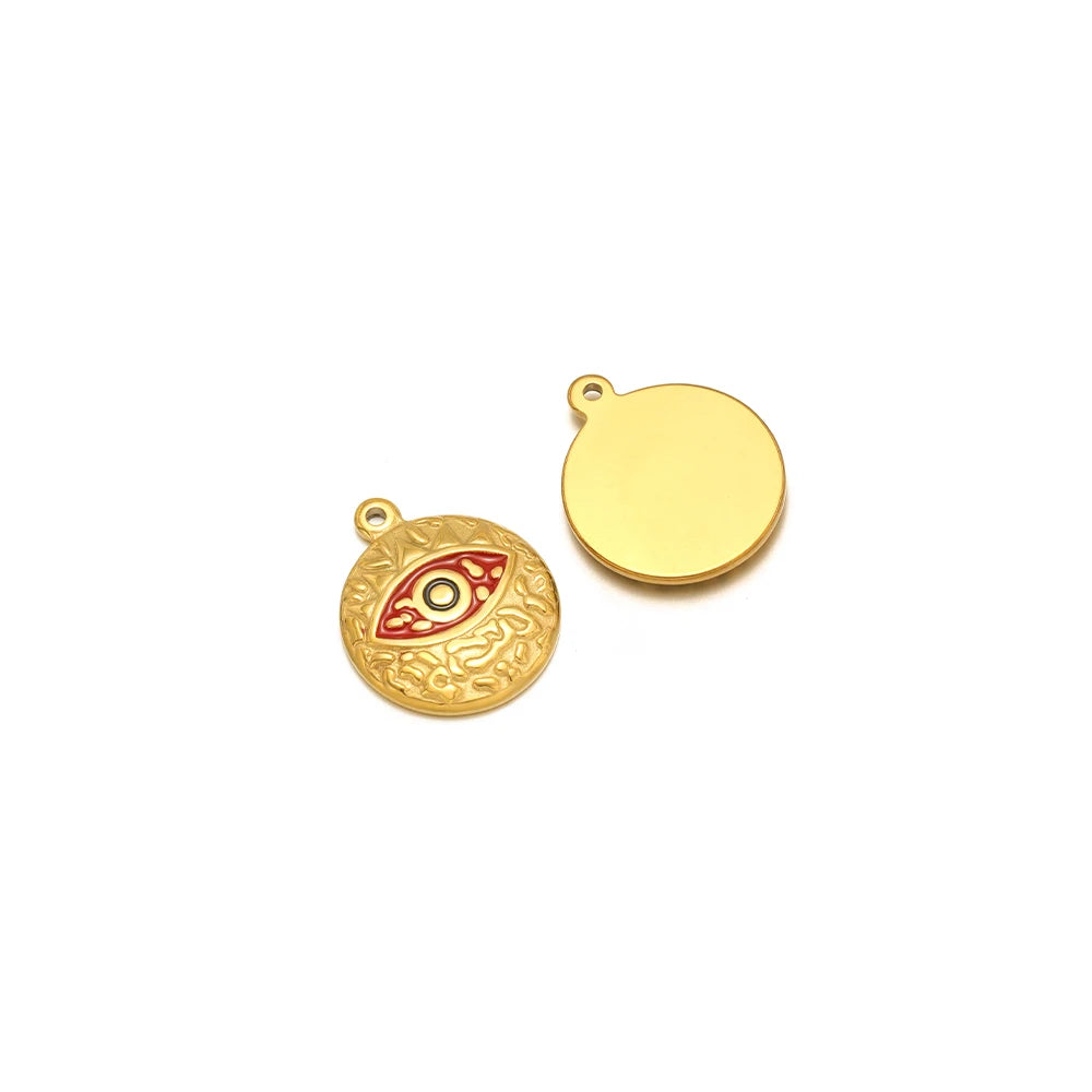 Design Dainty Enamel Eye Stainless Steel 18K Gold Plated Zircon Eyes Charm Pendant for Jewelry Earring Necklace Making