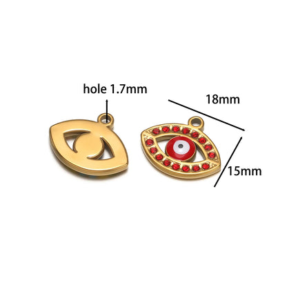High Quality Stainless Steel 18k Gold Plated Zircon Enamel Eyes Charm Pendant for Jewelry Making Wholesale