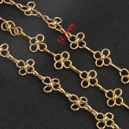 D325 Amazing Hot Stainless Steel Chain 18k Gold Plated Flower Link Bulk Roll Chain for Necklace Bracelet Making