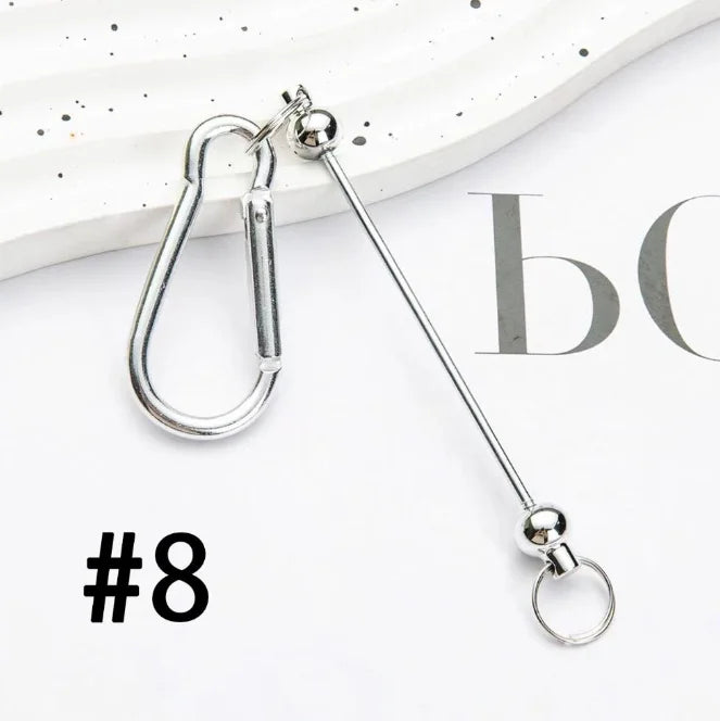 Bulk Beadable Bar Carabiner Keychain Snap Hook Removable Metal Key Ring for DIY Craft Keychain Making