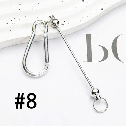 Bulk Beadable Bar Carabiner Keychain Snap Hook Removable Metal Key Ring for DIY Craft Keychain Making