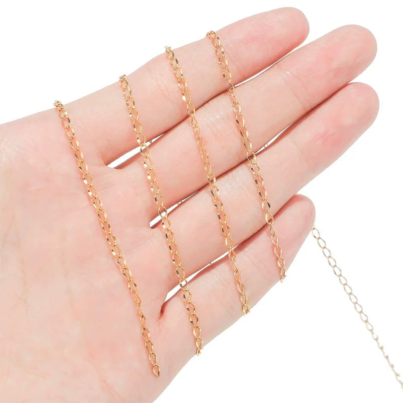 B343 Non Tarnish Chain 18k 24k Gold Silver Stainless Steel Chain for Necklace Bracelet Jewelry Diy Making