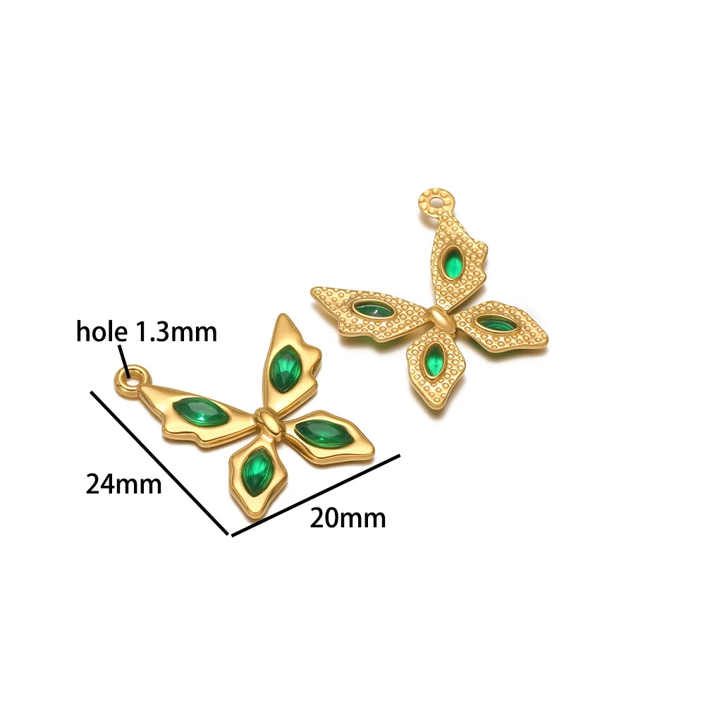 Hot Selling 18k Gold Plated Stainless Steel Enamel Butterfly Heart Shell Starfish Charm Pendant for DIY Necklace Jewelry Making