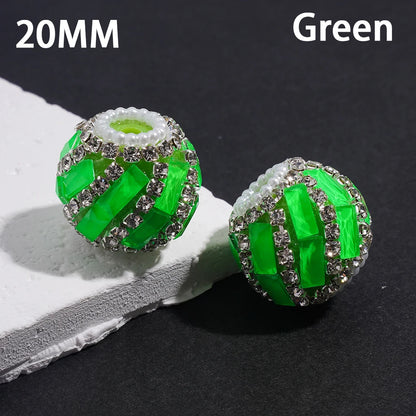 Fluorescent Spiral Rectangular Beads Inlaid Rhinestone and Pearl Chains Loose Craft Beads Wholesale