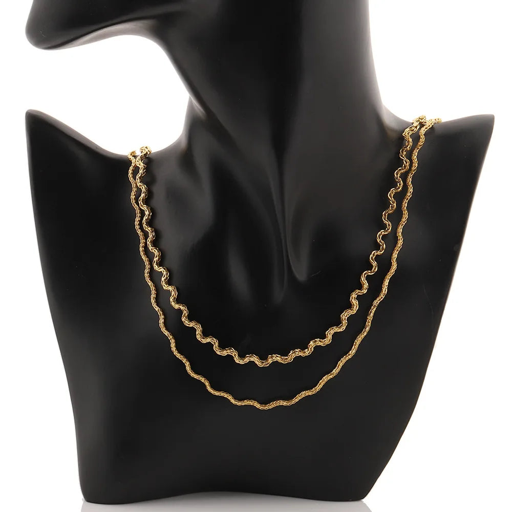 D087 1.2mm 1.5mm Bent Design Chain Trunk Link Chain 18k Gold Stainless Steel Roller Chain Jewelry