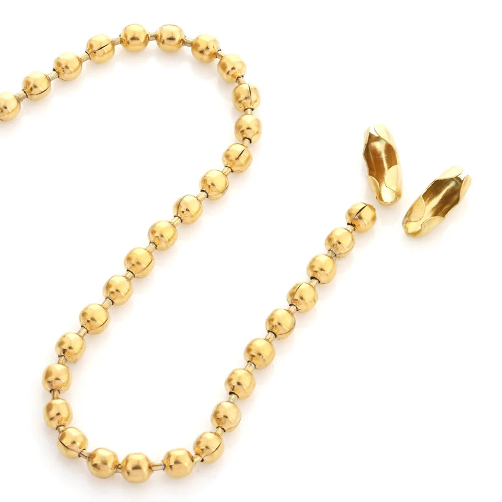 A2905 Fashion 8mm Gold Silver Plated Stainless Steel Chain Ball Beads Beaded Chain for Necklace Bracelet Making Diy
