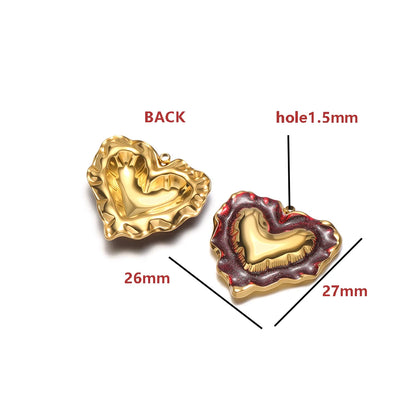 Gold Irregular Heart Charm Single Sided Glitter Resin Pendant with 1.5mm Hole DIY Jewelry Making Supplies Wholesale