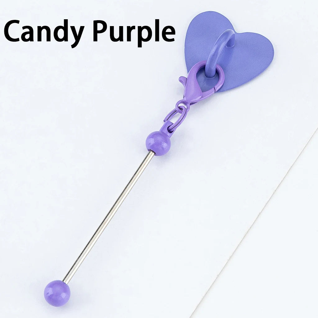DIY Beadable Keychain Bar with Heart Sticker Adhesive Cup Pendant Mini Lobster Clasp