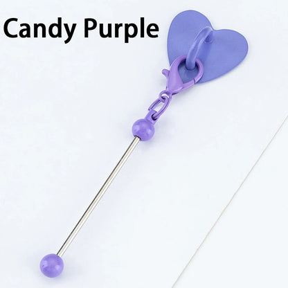 DIY Beadable Keychain Bar with Heart Sticker Adhesive Cup Pendant Mini Lobster Clasp