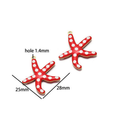 Wholesale Enamel Charms 18k Gold Plated Stainless Steel Enamel Starfish Fish Charm Pendant for DIY Necklace Jewelry Making