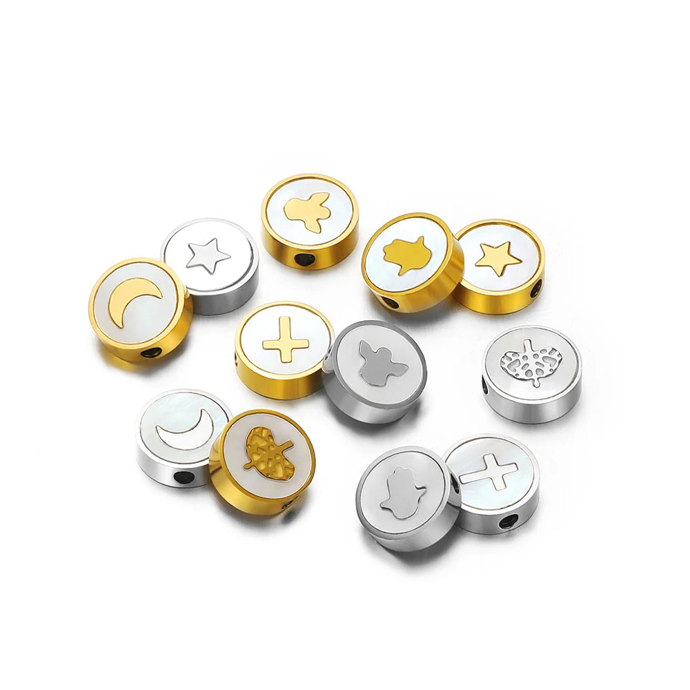 High Quality 18k Gold Plated Stainless Steel 9mm Round Enamel Bead Charms Pendant for Women Jewelry Necklace Earrings Making