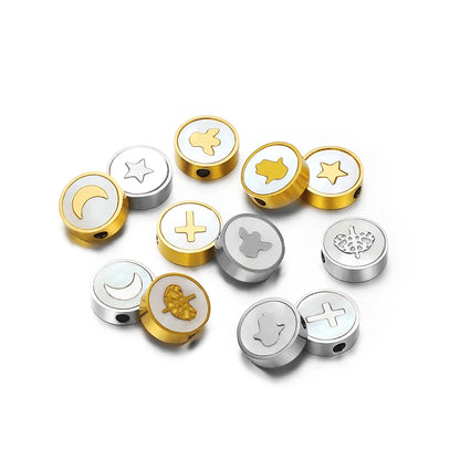 High Quality 18k Gold Plated Stainless Steel 9mm Round Enamel Bead Charms Pendant for Women Jewelry Necklace Earrings Making