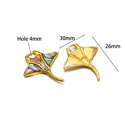 High Quality Stainless Steel Gold Plated Enamel Turtle Conch Starfish Dragonfly Heart Charms Pendant for Jewelry Necklace Making