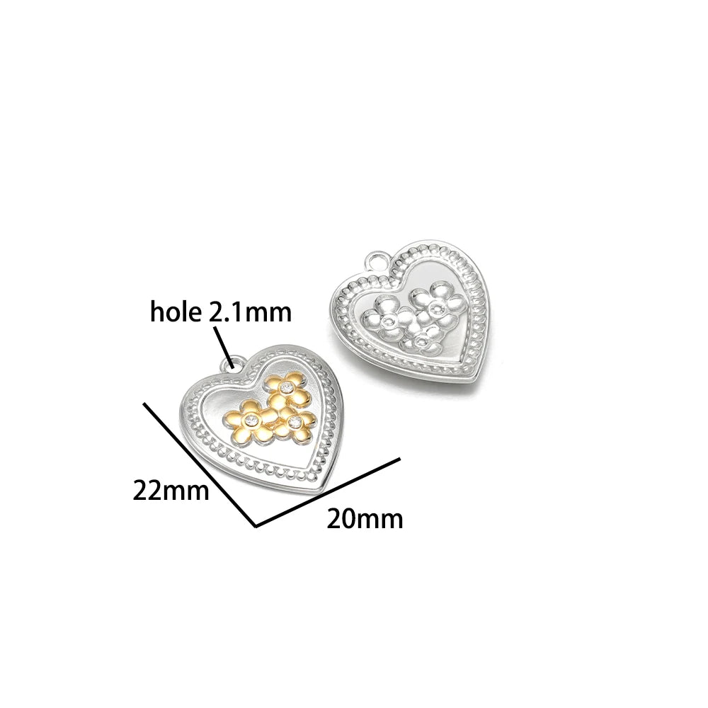 Stainless Steel 18k Gold Plated Enamel Heart Starfish butterfly Shell Zircon Charm Pendant for Jewelry Necklace Making