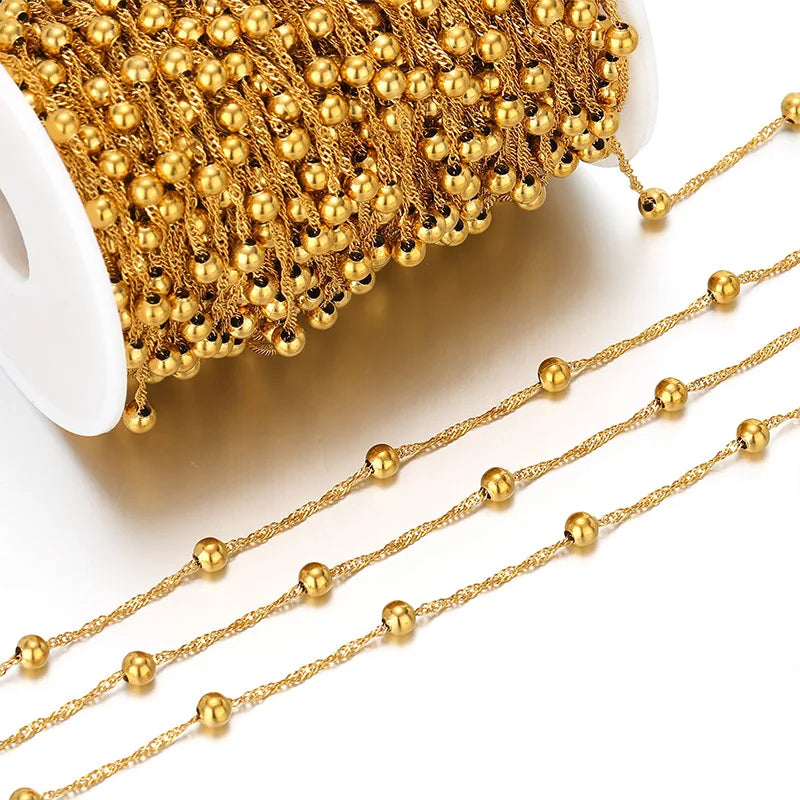 A2720 Non Tarnish 18k Gold Silver Stainless Steel Chain Bulk Necklace Bracelet Jewelry Making Chain Accessory