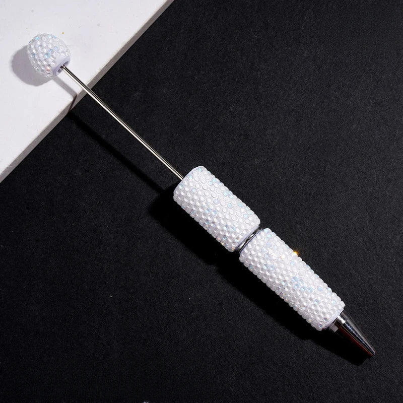 Luminous Fluorescent Beadable Clay Pens Full Covered Rhinestone Ballpoint Pens for Beadable Pen Keychain DIY Bulk Craft Supplies
