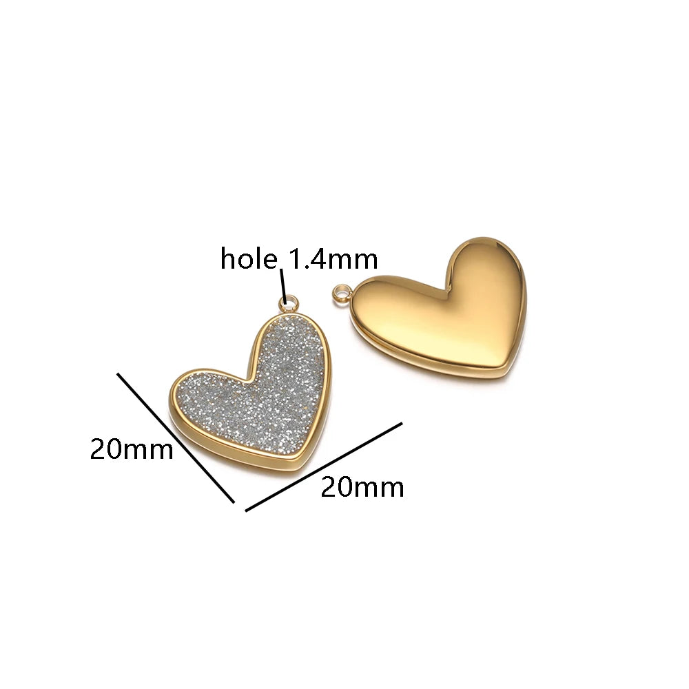 Fine Fashion 18k Gold Plated Stainless Steel Colorful Oil Drop Heart-Shaped Charm Pendant for DIY Necklace Jewelry Making