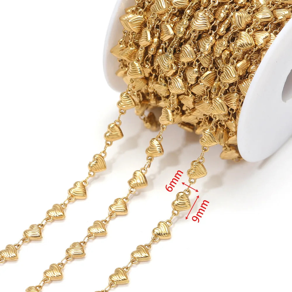 D864 Waterproof Stainless Steel Chain Heart cat Paw Shape Bulk Link Roll Chain for Necklace Bracelet Diy