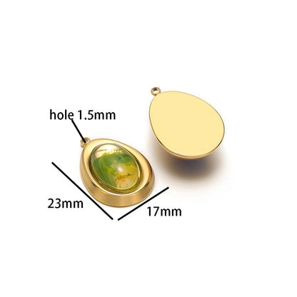 Vintage French 18k Gold Plated Stainless Steel Irregular Coloured Crystal Stone Charm Pendant for Necklace Jewelry Making
