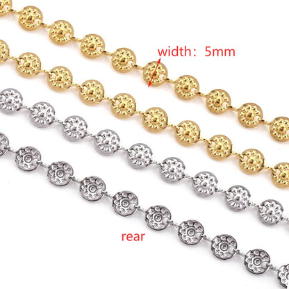 A2802 Hot Stainless Steel Chain Gold Silver Plated Flat Round Bead Chain for Necklace Bracelet Bulk Jewelry Making
