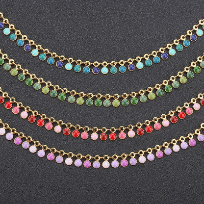 A8061 Colorful Stainless Steel Chain Enamel Tassel Beads Chain Necklace Bracelet Jewelry Accessory