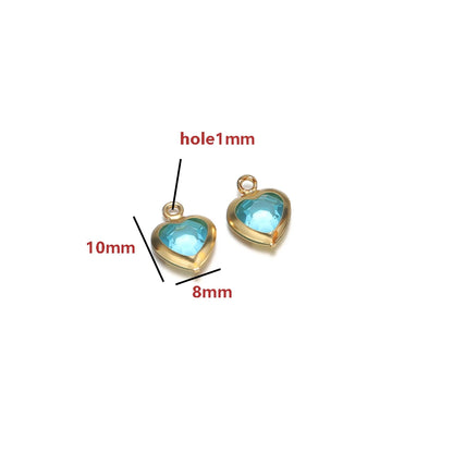 Gold Plated Heart Charms with Colored Glass DIY Jewelry Making Pendant Accessories Wholesale