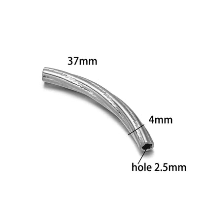 Gold Plated Stainless Steel Multi Patterns Embossed Curved Tube Bend Charm Pendant for DIY Jewelry Making Accessories