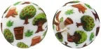 100PCS 15mm Silicone Round Printed Beads 2mm Hole Colorful Pattern Loose Beads for Bracelet Necklace DIY Jewelry Craft Making