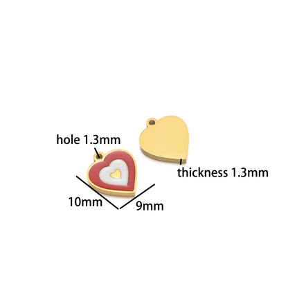 TIK TOK Hotsale 18k Gold Plated Stainless Steel Enamel Flower Fish Bowknot Heart Dragonfly Charm Pendant for DIY Jewelry Making