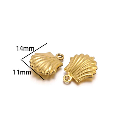 Fashion Stainless Steel 18k Gold Plated Hollow Fish Shell Charm Pendant for Jewelry Necklace Making Accessories