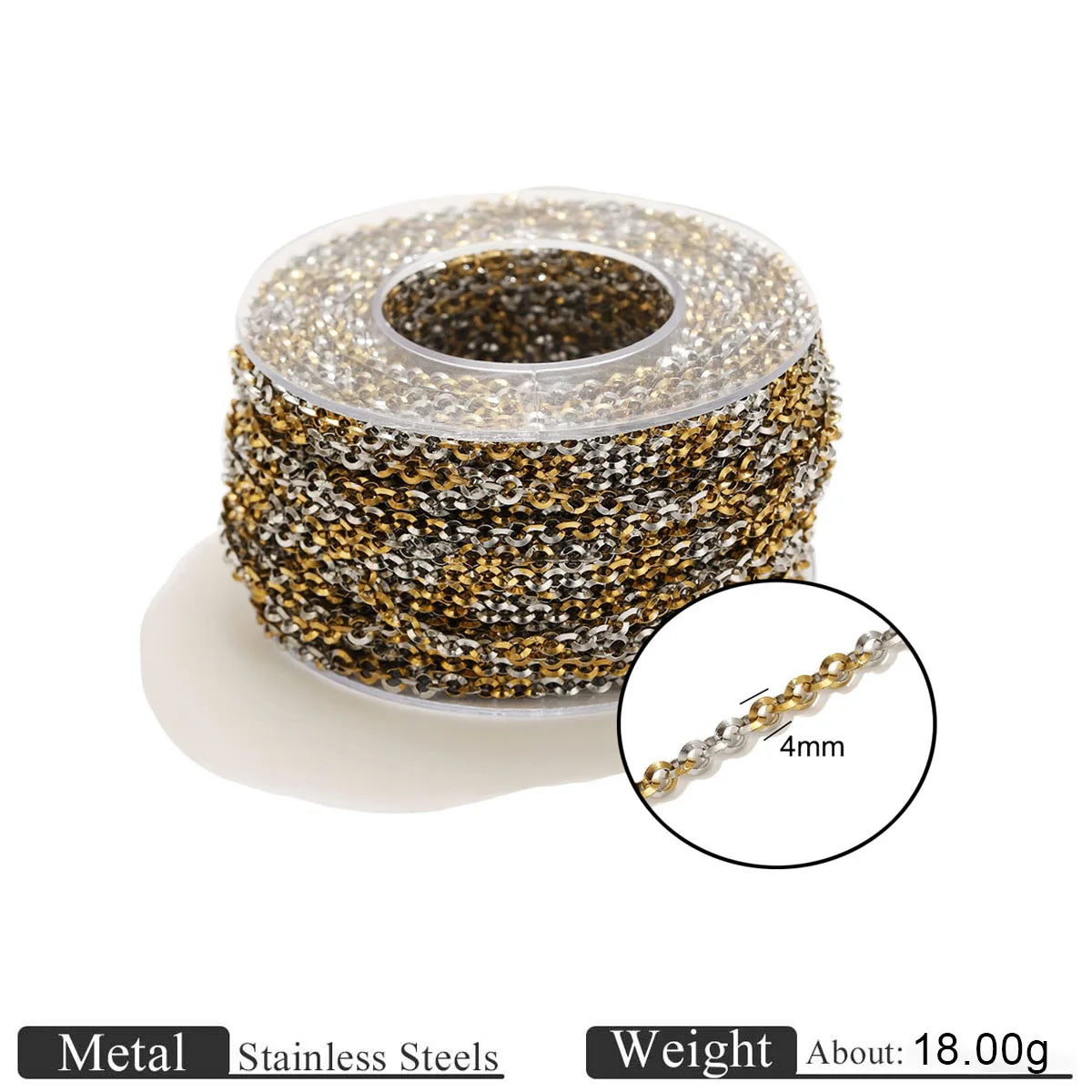 D1060 Two Tones Gold Silver Mixed Stainless Steel Chain Heart Oval Rope Paper Clip Chains PVD 18K Gold Plated for Jewelry DIY