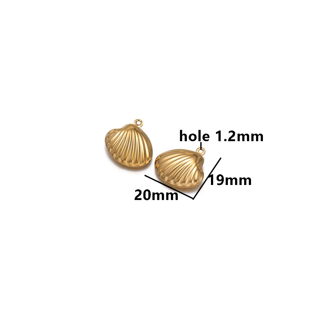 High Quality 18k Gold Plated Stainless Steel Hollow Conch Shell butterfly Starfish Charm Pendant for DIY Necklace Jewelry Making