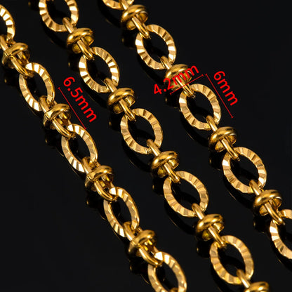 E208 Fashion Silver Gold Plated Chain Waterproof Stainless Steel Roller Link Chains for Jewelry Custom Diy