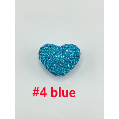 Solid Heart Clay Focal Beads Inlaid Shiny Rhinestones Decorative Loose Beads DIY for Pen Bracelet Craft Zhejiang Wholesale