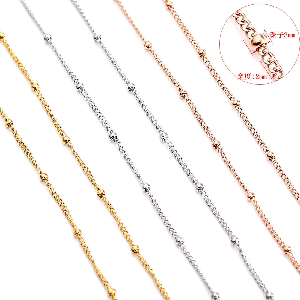 A8009 Fashion Non Tarnish Stainless Steel Chain Ball Chain Gold Silver Rose Gold Chain Jewelry Accessory Diy