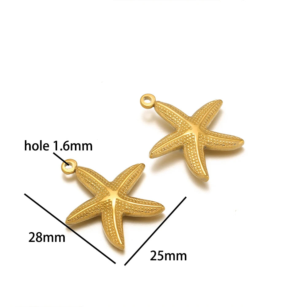 Ocean Style Sea Star Charm Stainless Steel 18K Gold Plated Starfish Charm Pendant for Jewelry Earring Necklace Making