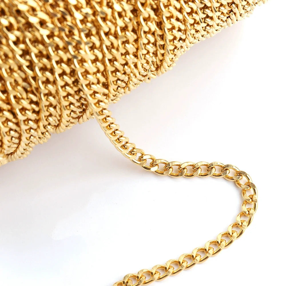 B359 18kgold Gold Grinding Chain Fashion Cuban Chain Punk Chain Luxury for Men Wearing