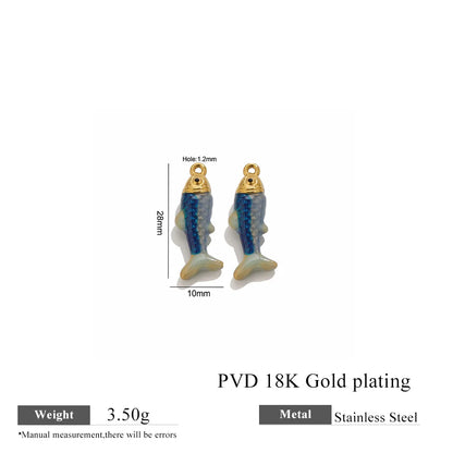 304 Stainless Steel Enamel Small Fish Pendants Multiple Styles Colorful Cartoon-shaped Charms DIY Necklaces