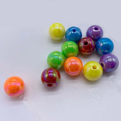 Hot Sale 500G/bag Acrylic Beads AB Plating Plastic Round Loose Beads for Mobile Phone Chain Bracelet Jewelry Making