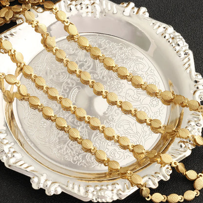 D799 Factory Wholesale Vaccum Stainless Steel Roll Chain Embossed Leaf Connectors Chain Accessory Handmade Jewelry Custom