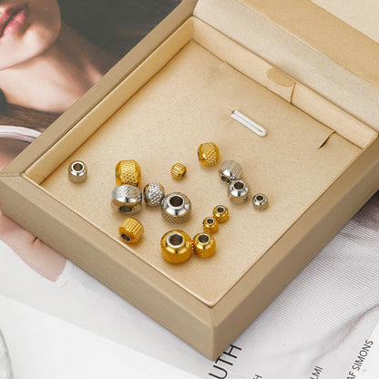 Bulk 18k Gold Plated Stainless Steel Grid Pattern Vertical Stripe Bead Charm Pendant for Jewelry Necklace Bracelet Making