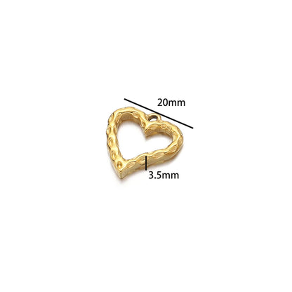 18k Gold Plated Stainless Steel Heart Round Square Hollow Charm Pendant for DIY  Women Jewelry Necklace Making Accessories