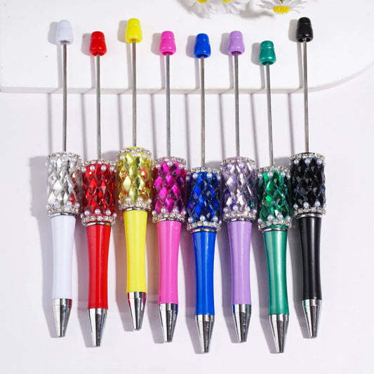 Bulk Fancy Beadable Ballpoint Pen Rhombus Rhinestone Bead With Pearl Rhinestone Trim for DIY Craft Supplies Promotional Gift